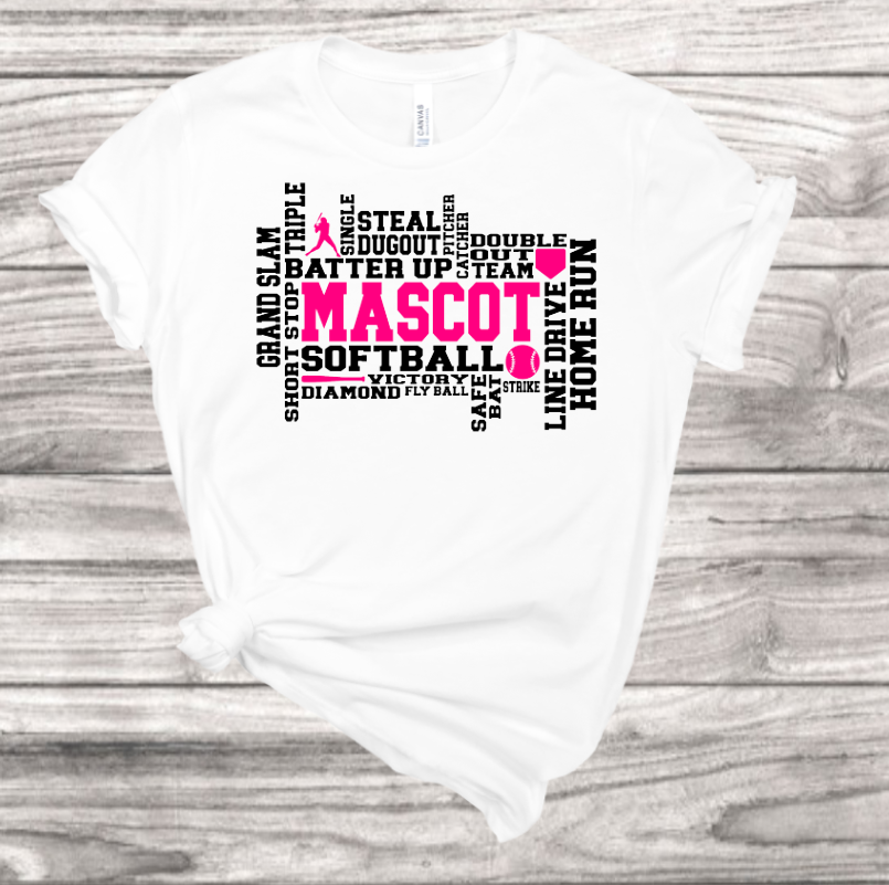 Softball Word Art T-Shirt | Mema's Custom Studio