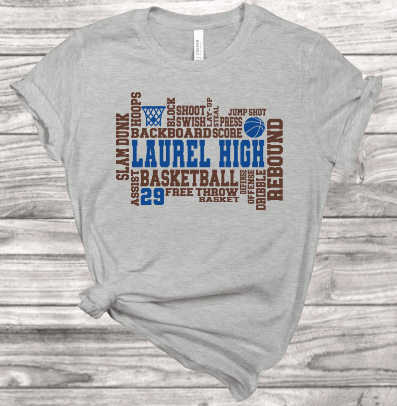 Basketball Word Art T-Shirt | Mema's Custom Studio - Mema's Custom Studio