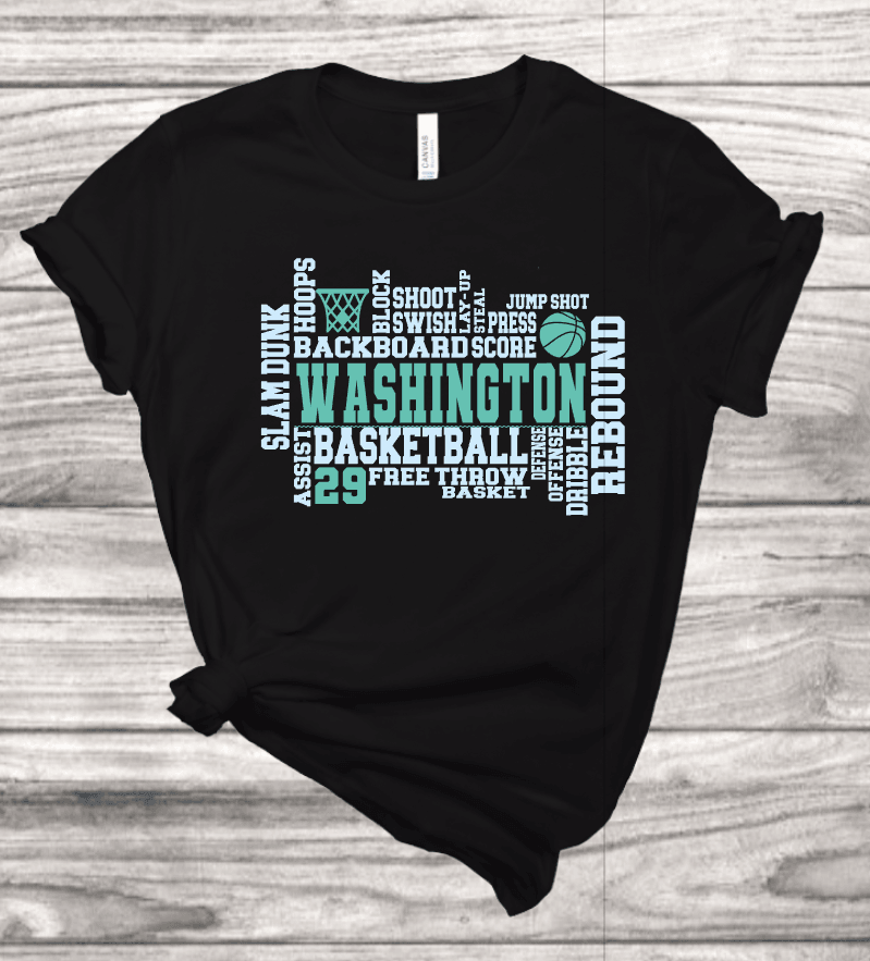 Basketball Word Art T-Shirt | Mema's Custom Studio - Mema's Custom Studio