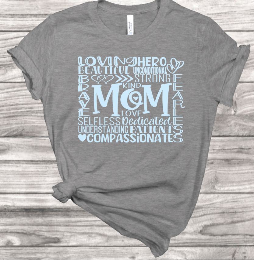 Mom Word Art T-Shirt | Mema's Custom Studio - Mema's Custom Studio