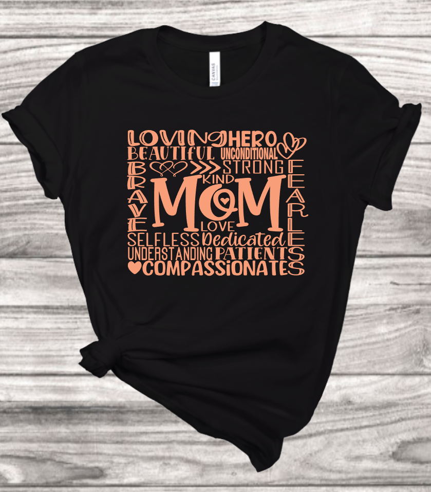 Mom Word Art T-Shirt | Mema's Custom Studio - Mema's Custom Studio