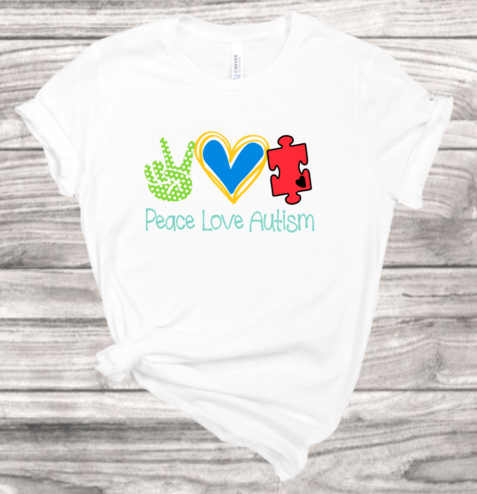 Peace Love Autism T-Shirt | Mema's Custom Studio - Mema's Custom Studio