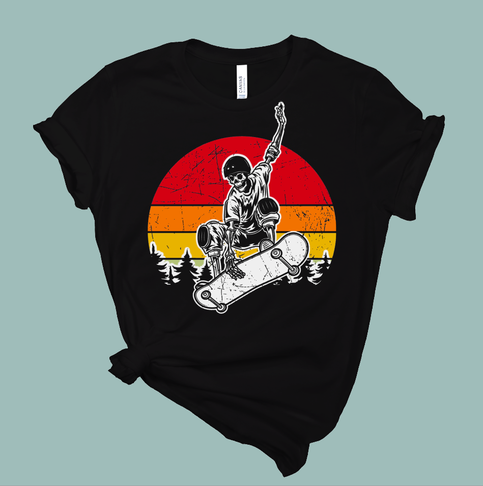 Halloween Skeleton Skater T-Shirt | Mema's Custom Studio