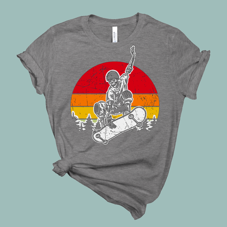 Halloween Skeleton Skater T-Shirt | Mema's Custom Studio