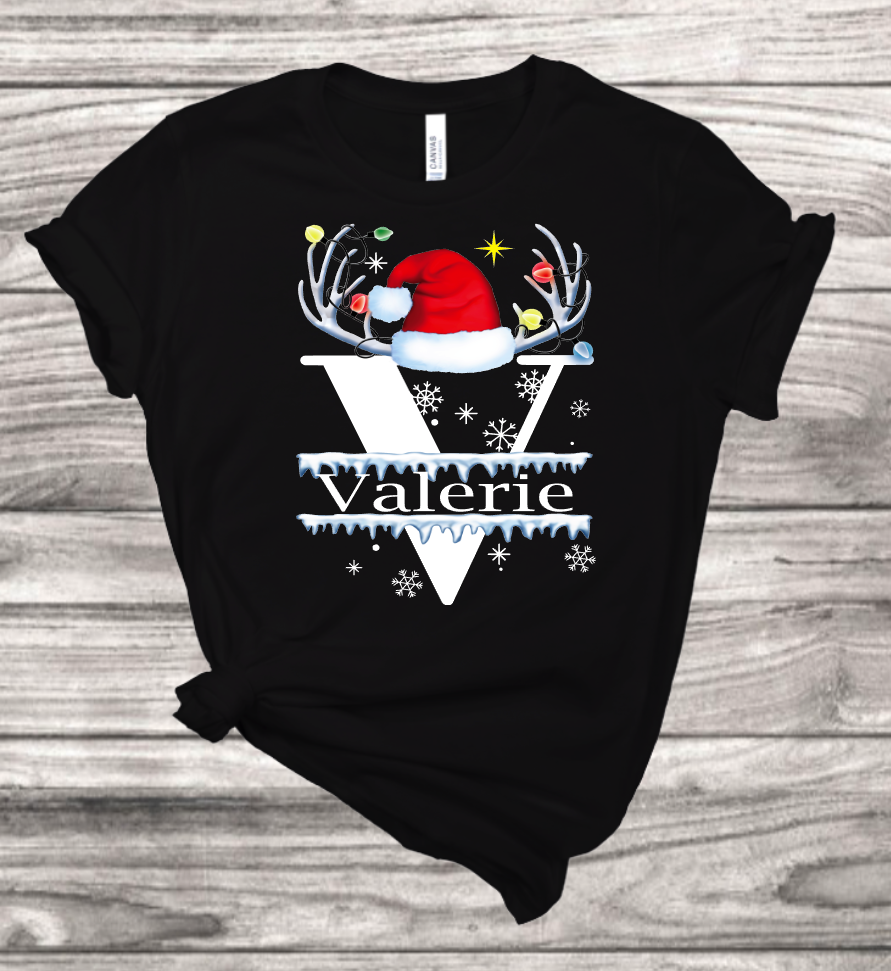 Christmas Monogram T-Shirt | Mema's Custom Studio