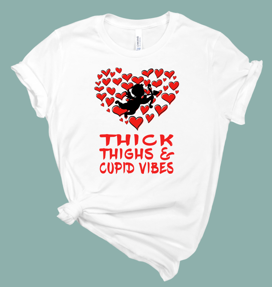 Thick Thighs Cupid Vibes T-Shirt | Mema's Custom Studio