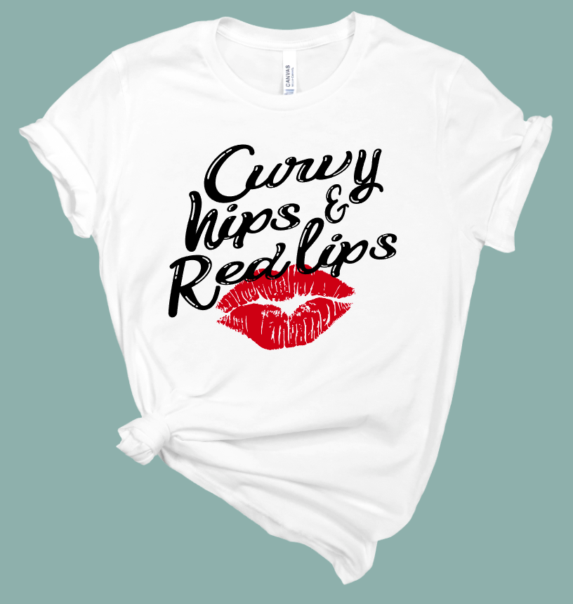 Curvy Hips Red Lips T-Shirt | Mema's Custom Studio