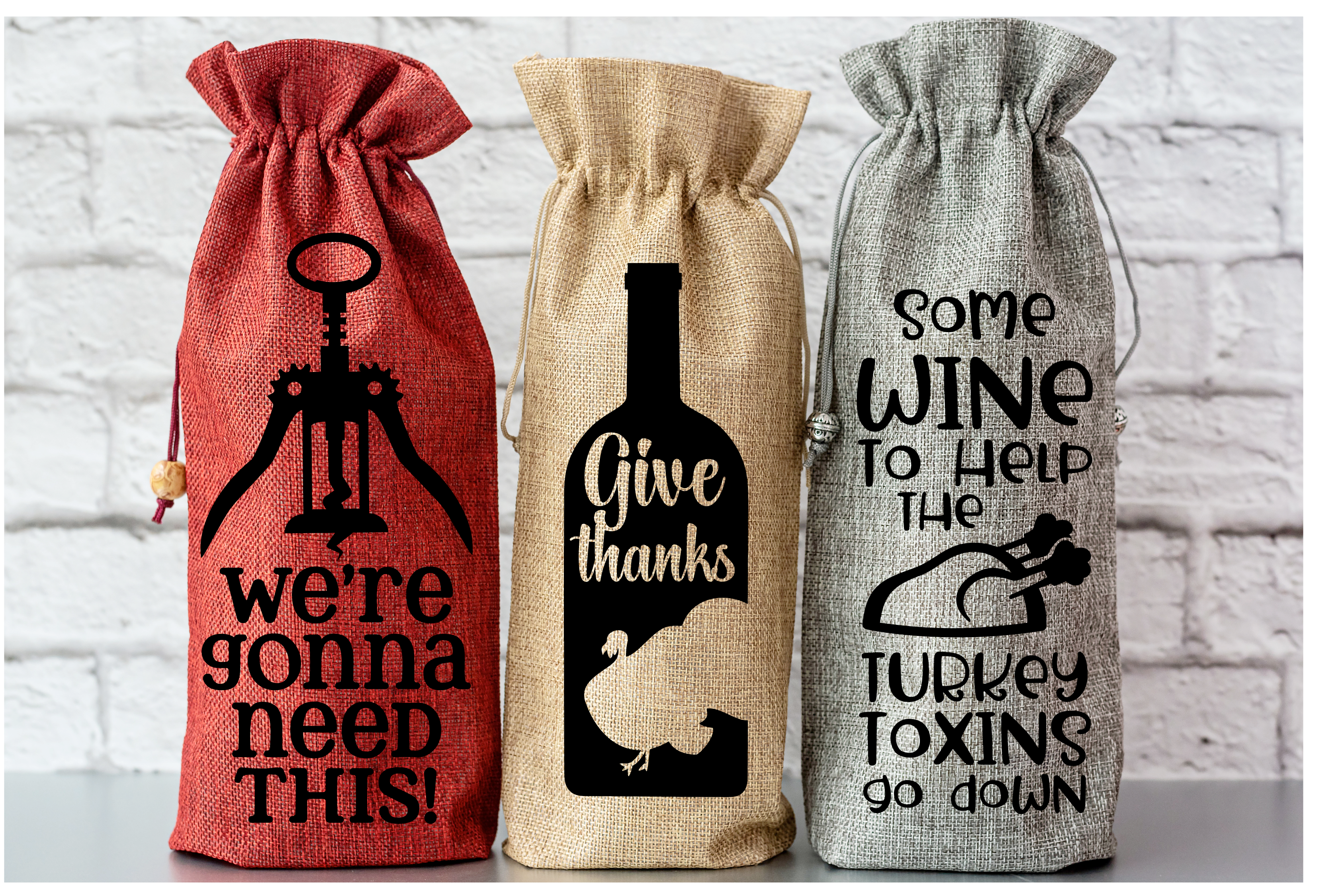 Thanksgiving Wine Bag Quotes | Mema’s Custom Studio