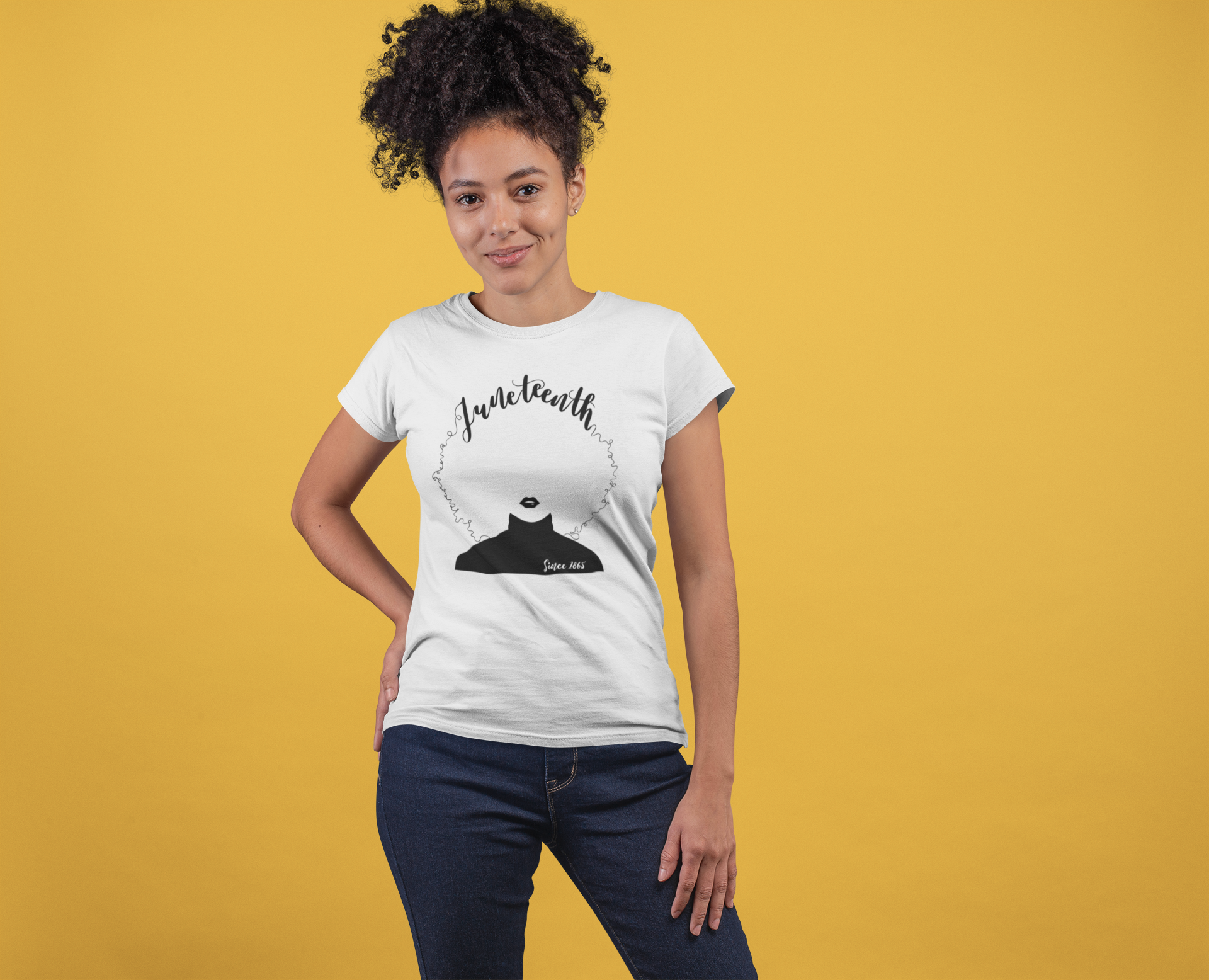 Juneteenth Afro Female T-Shirt | Mema's Custom Studio